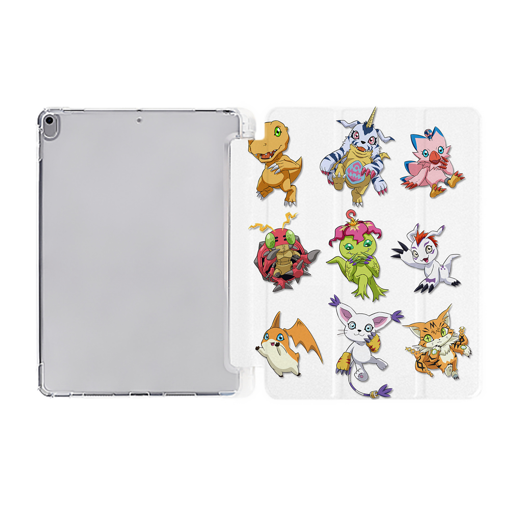 （画像用） Digimon デジタルモンスター/デジモン IPad ケース ペン収納付き 三つ折りスタンド PUレザー×シリコン 対応機種9.5/10.5/10.9インチ